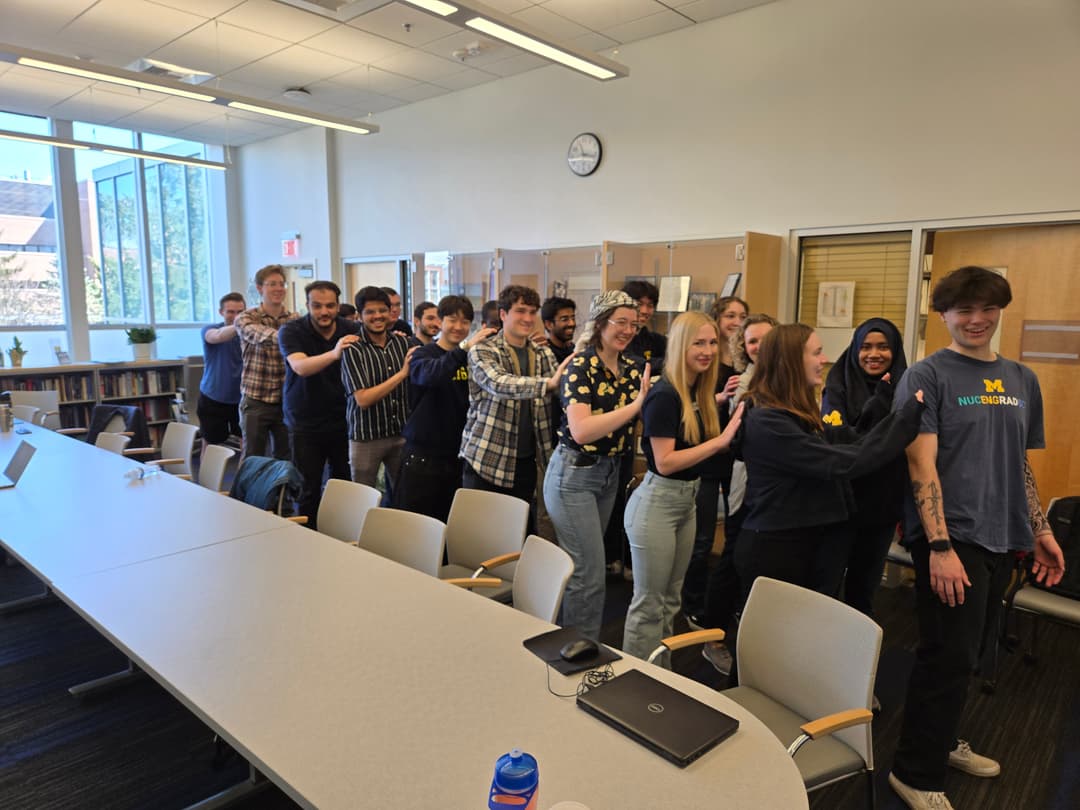 Part of our core values is “Support”. Here we support Jacob and push him out of Michigan as he graduates and joins Westinghouse.